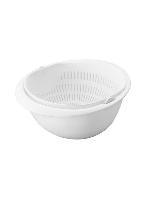 2-In-1 Rotating Bowl And Basket White 10.5cm