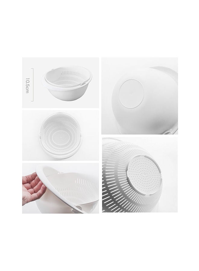 2-In-1 Rotating Bowl And Basket White 10.5cm