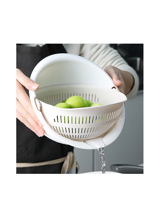 2-In-1 Rotating Bowl And Basket White 10.5cm