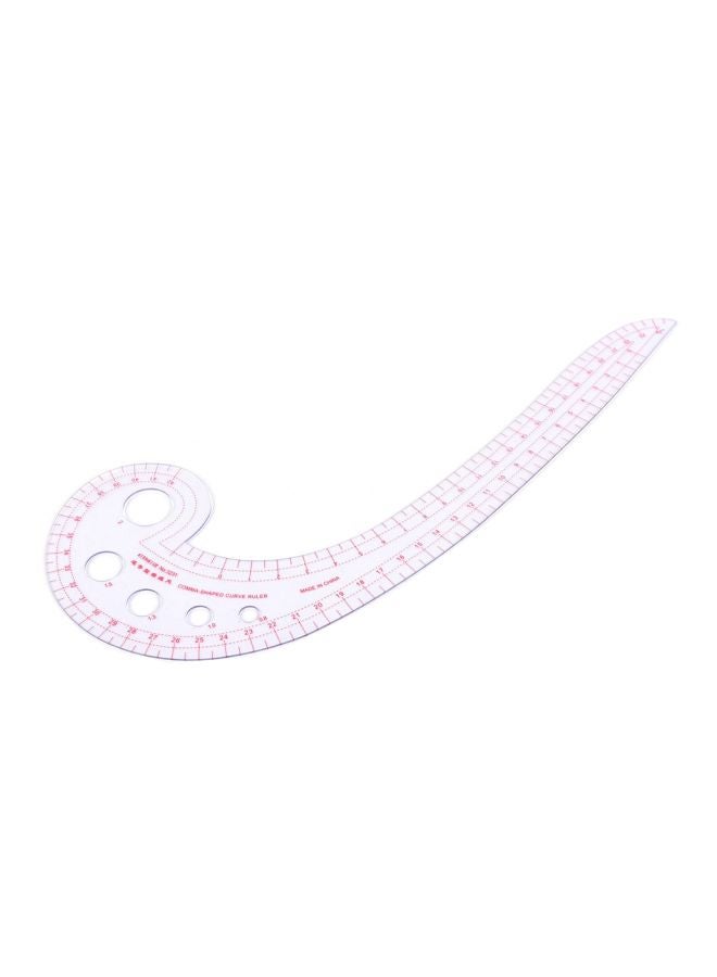 Generic Pack Of 2 Long Comma Shaped Curve Ruler Red/Clear  - Image 1