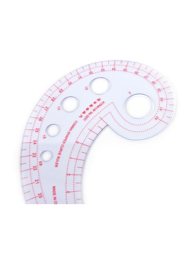 Generic Pack Of 2 Long Comma Shaped Curve Ruler Red/Clear  - Image 2