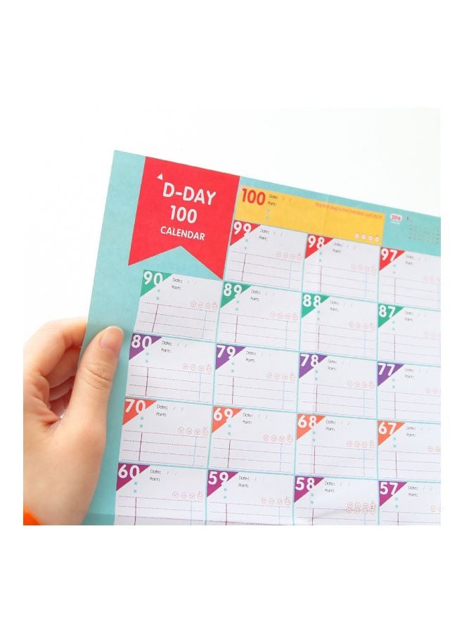 10-Piece 100 Days Countdown Calendar Planner Blue/White/Red - Image 4