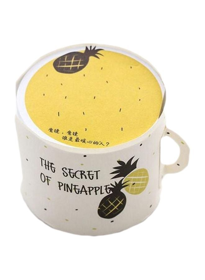 Generic 400 Sheet Pineapple Printed Cup Shaped Memo Planner Yellow/White/Black 