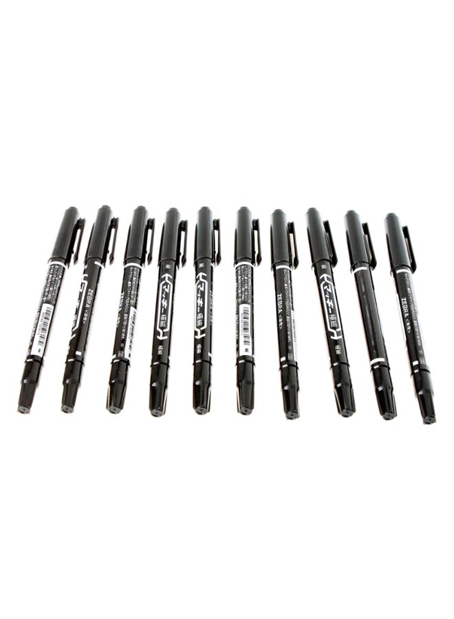طقم أقلام ماركر تاتو برأس مزدوج مكون من 10 قطع أسود - Image 1