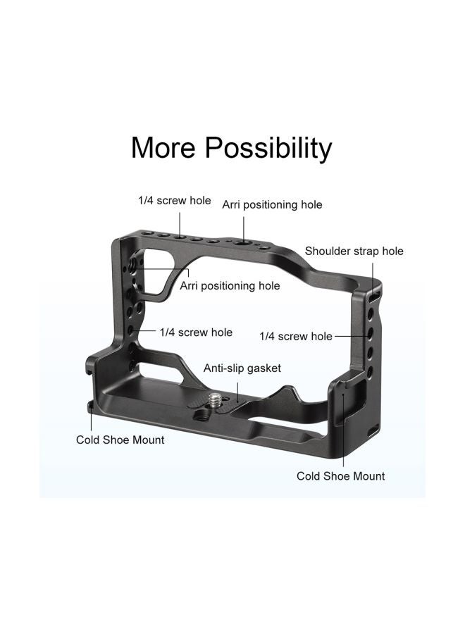 Generic Aluminum Alloy Camera Cage With Cold Shoe For Canon EOS M6 Mark II Black  - Image 2