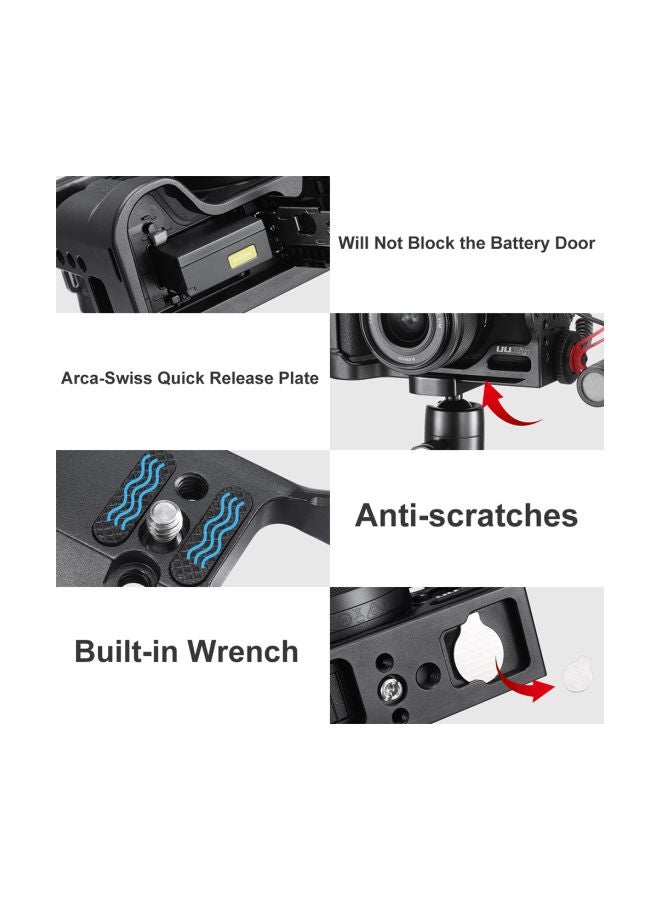 Generic Aluminum Alloy Camera Cage With Cold Shoe For Canon EOS M6 Mark II Black  - Image 3
