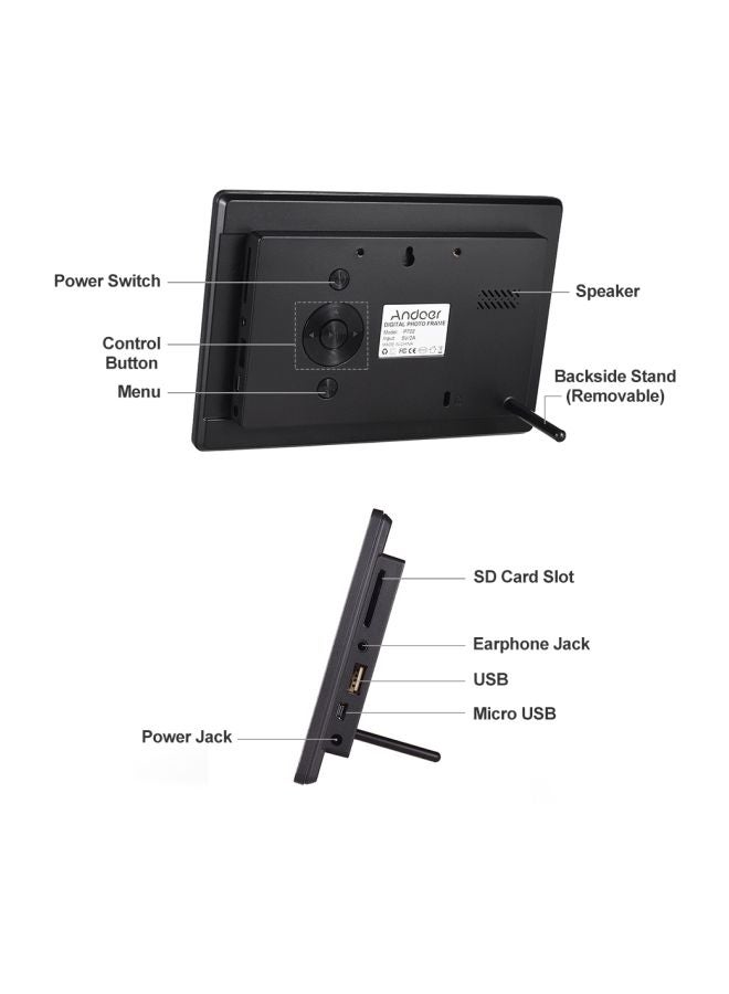 ANDOER - LED Digital Photo Frame With Remote Control Black - Image 1