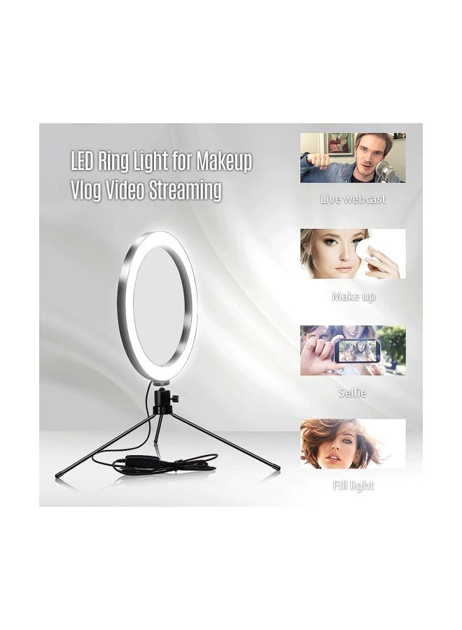 مصباح LED حلقي مع حامل ثلاثي القوائم أسود - Image 5