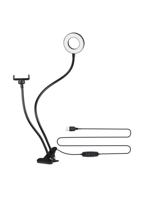 2-In-1 LED Ring Light With Cell Phone Holder Black