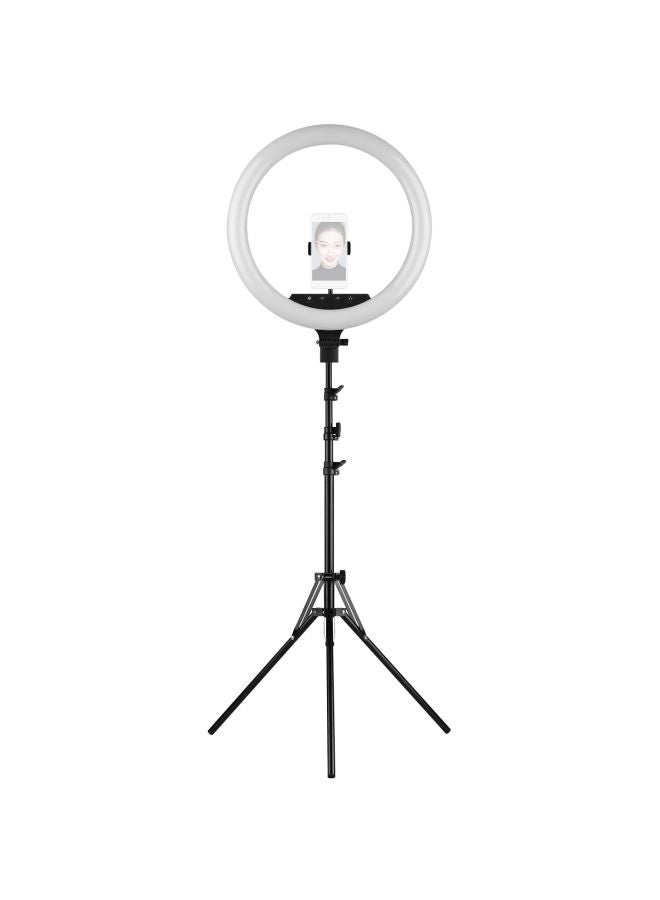 LED Ring Light Fill-in Lamp With Tripod Cell Phone Holder Black/White  - Image 1