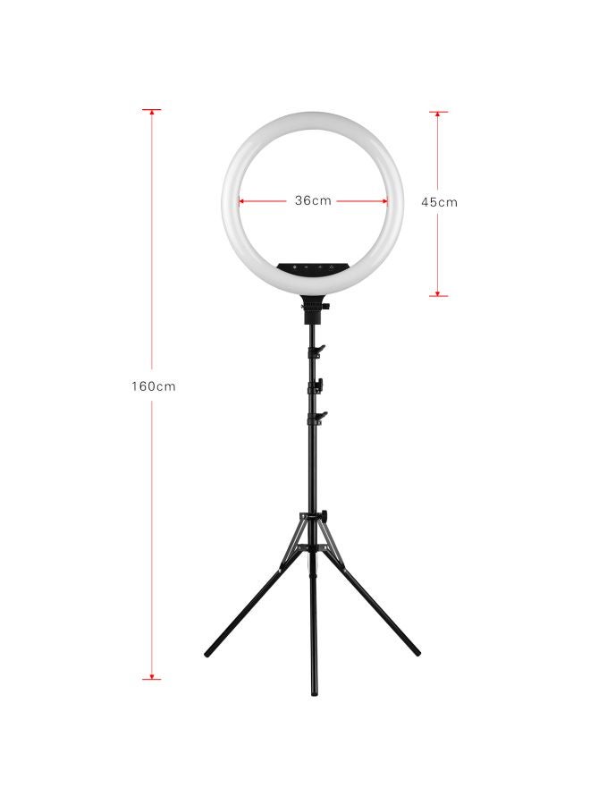 LED Ring Light Fill-in Lamp With Tripod Cell Phone Holder Black/White  - Image 3
