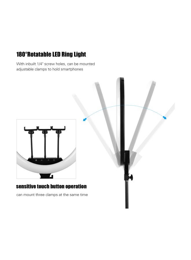 LED Ring Light Fill-in Lamp With Tripod Cell Phone Holder Black/White  - Image 4