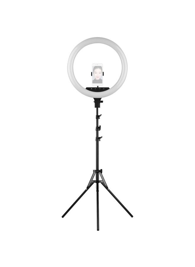 Generic - LED Ring Light With Cell Phone Holder Black/White - Image 1