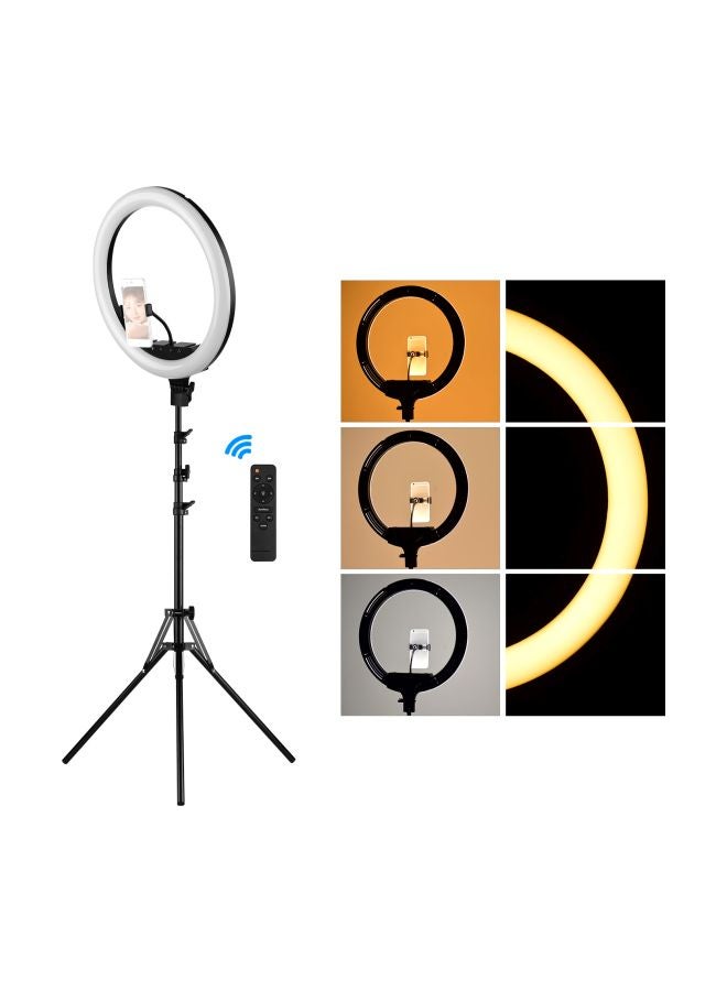 Generic - LED Ring Light With Cell Phone Holder Black/White - Image 1
