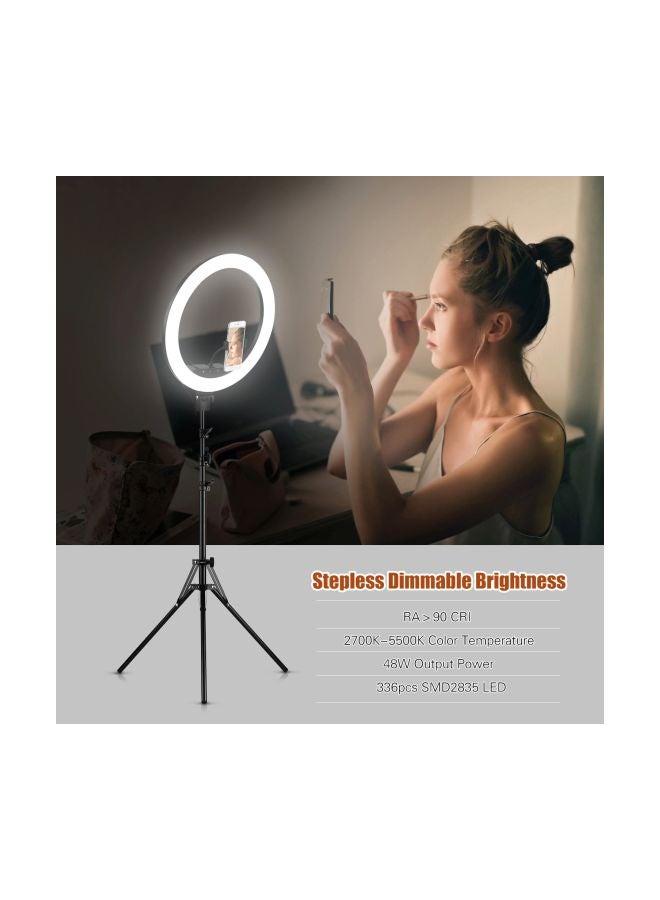 Generic - LED Ring Light With Cell Phone Holder Black/White - Image 1