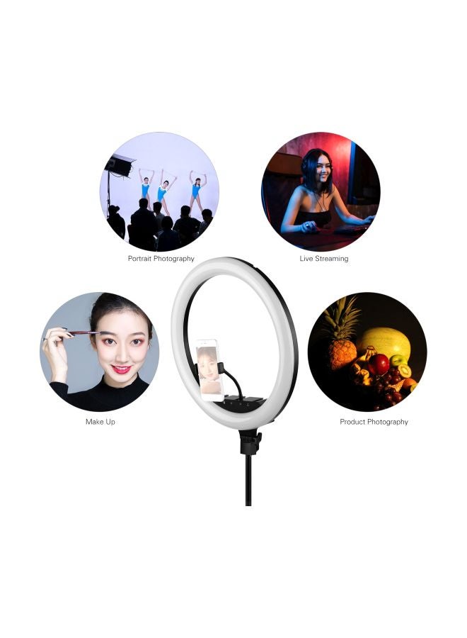 Generic - LED Ring Light With Cell Phone Holder Black/White - Image 1