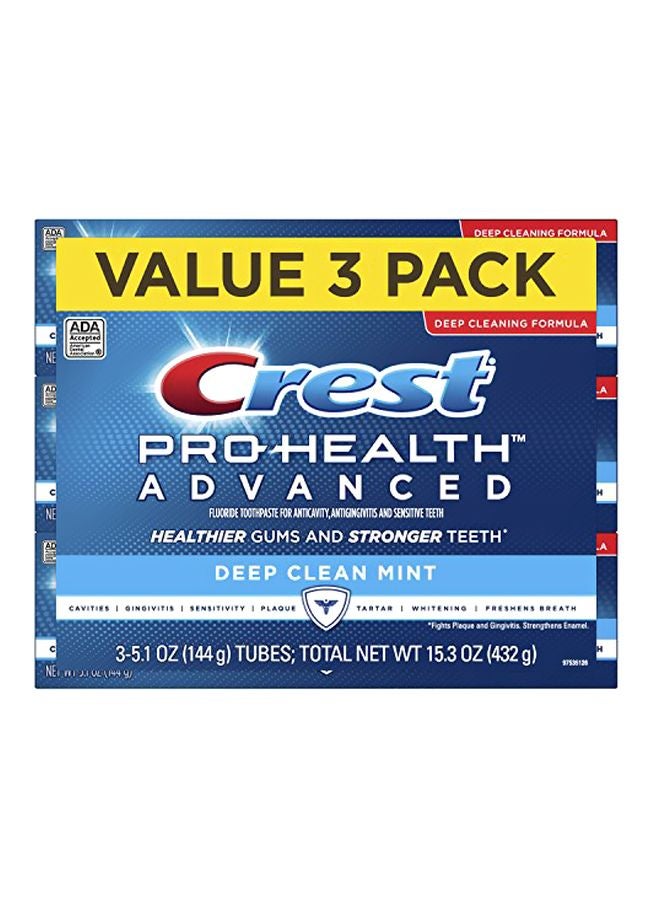 كرست مجموعة معجون أسنان برو هيلث أدفانسد للتنظيف العميق - بنكهة النعناع من 3 قطع 144جرام