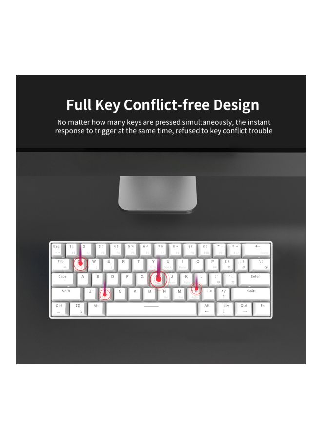 Ajazz 61 Keys Wireless Keyboard White/Black  - Image 4