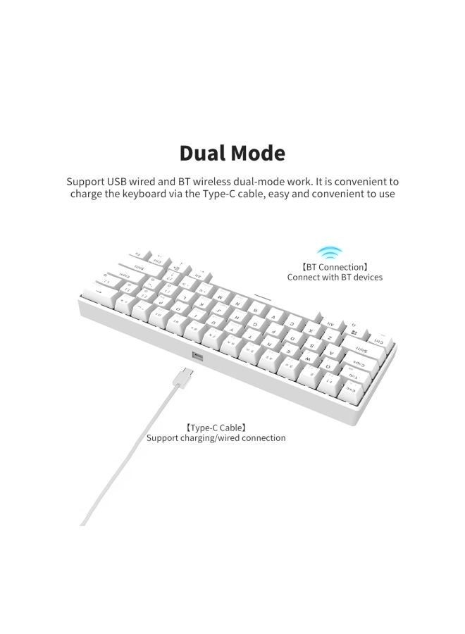 Ajazz 61 Keys Wireless Keyboard White/Black  - Image 5