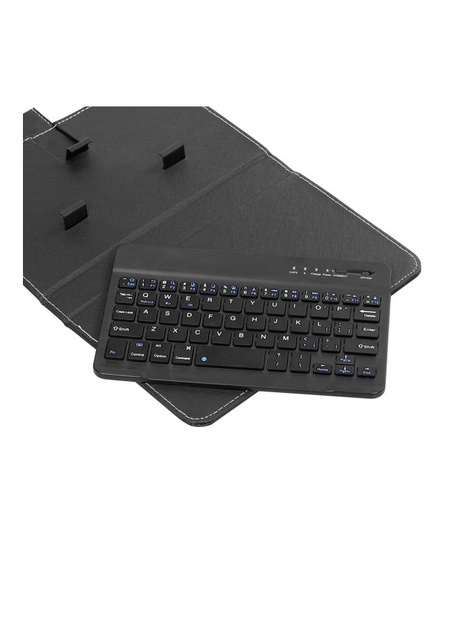 لوحة مفاتيح لاسلكية محمولة من جلد البولي يوريثان مزودة بغطاء حماية واق أسود - Image 4