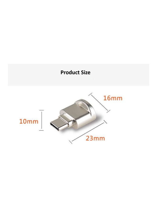 بيوينتي - جهاز قراءة البطاقات المحمول بمنفذ USB 3.1 Type C لجهاز سامسونج ماك بوك/ هواوي LeTV فضي - Image 1
