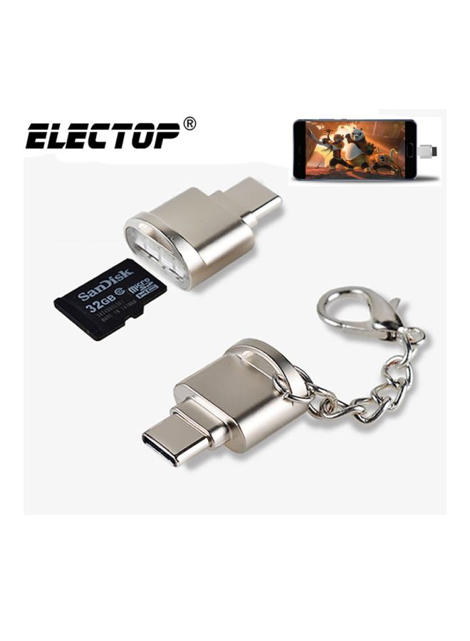 بيوينتي - جهاز قراءة البطاقات المحمول بمنفذ USB 3.1 Type C لجهاز سامسونج ماك بوك/ هواوي LeTV فضي - Image 1