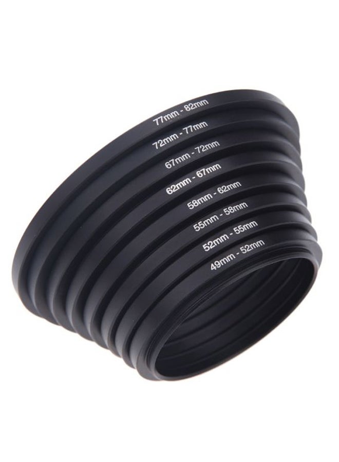 8-Piece Filter Step Up Rings Adapter Black  - Image 1