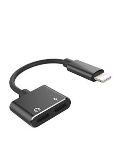 2-In-1 Lightning Audio Convertor And Charging Adapter Black