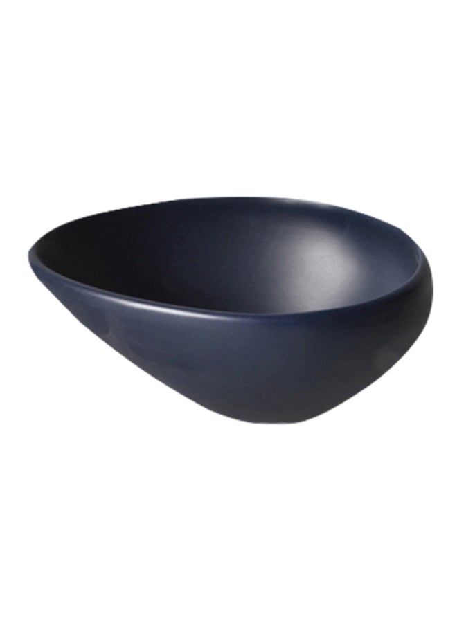 Shallow Porcelain Dessert Bowl Matt Dark Blue 18cm  - Image 1