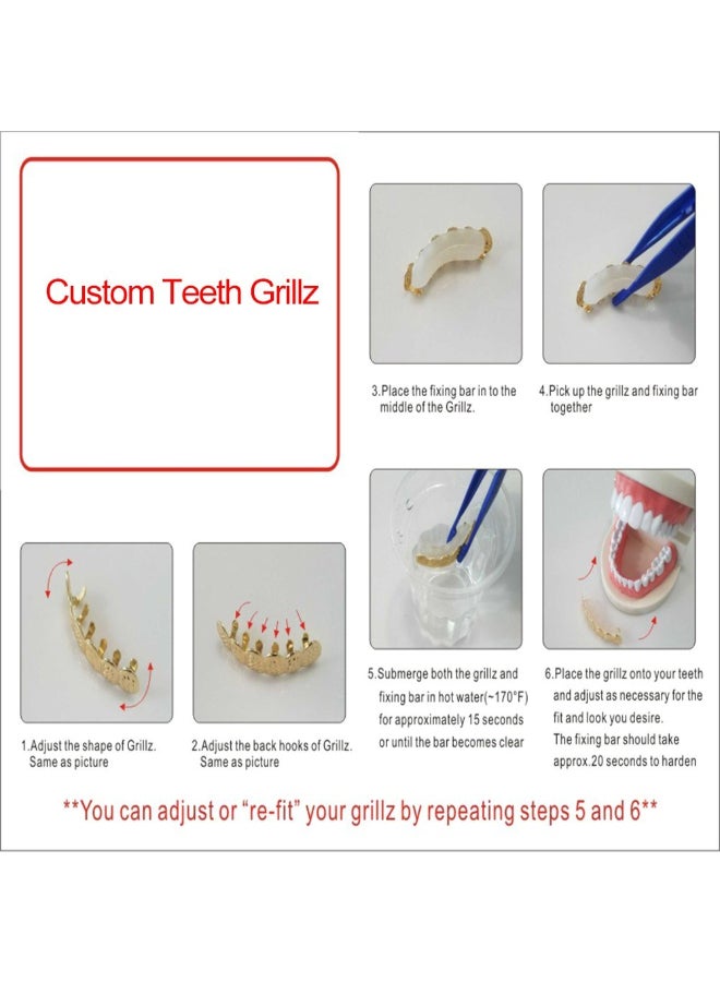 Generic 2-Piece Hip Hop Teeth Grillz Golden Silvery Plated Diamond Teeth Cap Gold/Silver - Image 4