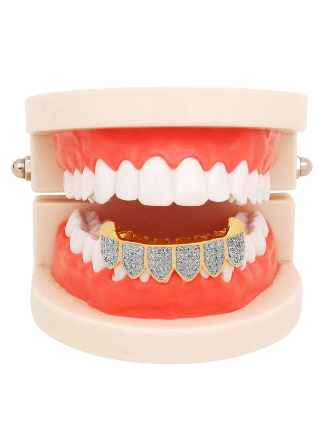 Generic 2-Piece Hip Hop Teeth Grillz Golden Silvery Plated Diamond Teeth Cap Gold/Silver - Image 5