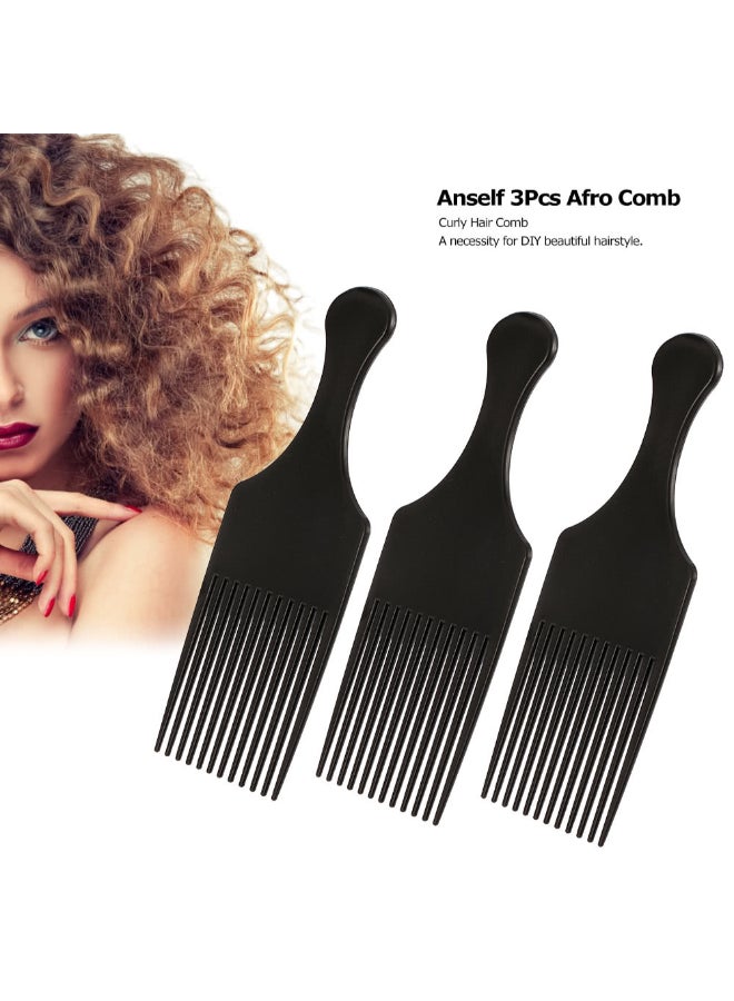 ANSELF - 3-Piece Afro Curly Hair Brush Comb Black - Image 1