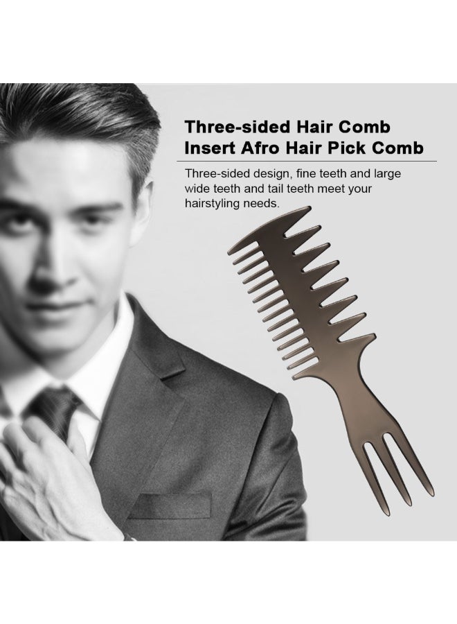 Three-Sided Insert Afro Hair Pick Comb Dark grey - Image 3