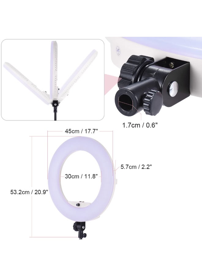 مصباح إضاءة LED حلقي دقيق لتصوير الفيديو ثنائي الألوان وقابل للتعتيم أبيض - Image 3