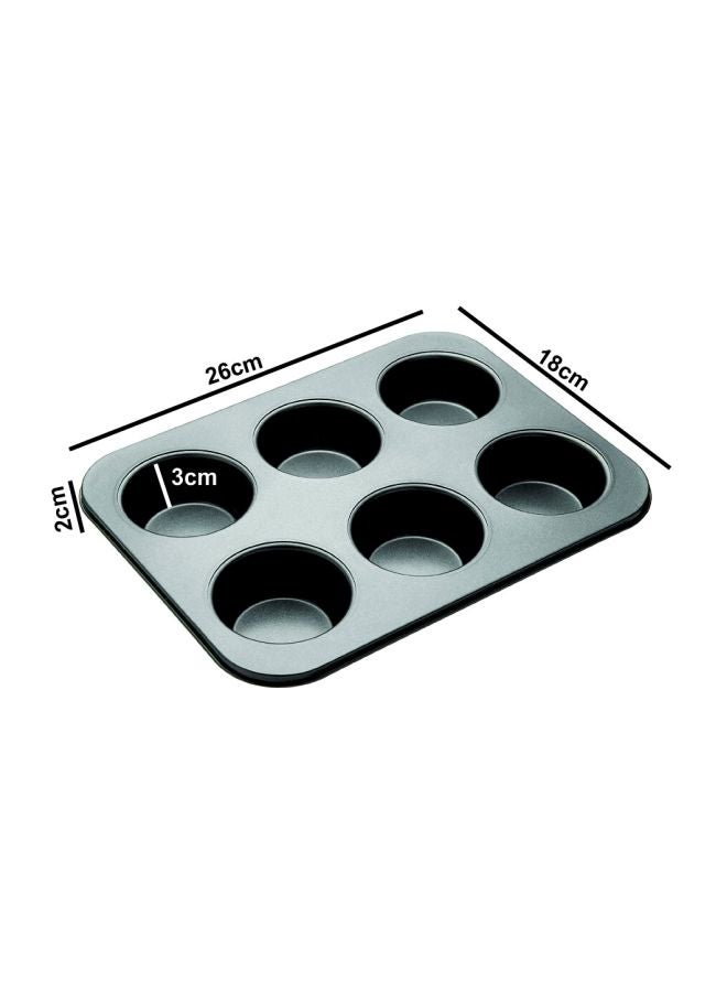 Non-Stick  Baking Cup Cake Mould Black 26x18centimeter - Image 3