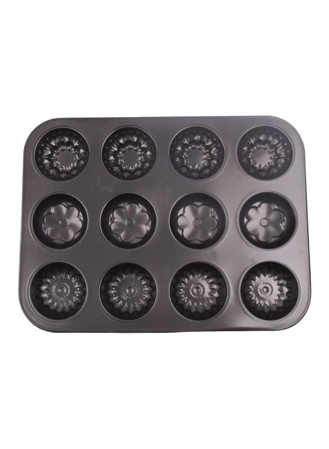 Non-Stick  Baking Cup Cake Mould Black 35x26.5x3centimeter - Image 3