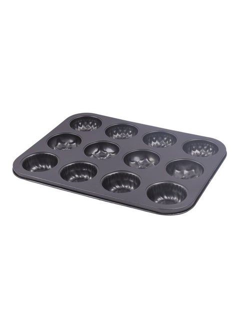Non-Stick  Baking Cup Cake Mould Black 35x26.5x3centimeter