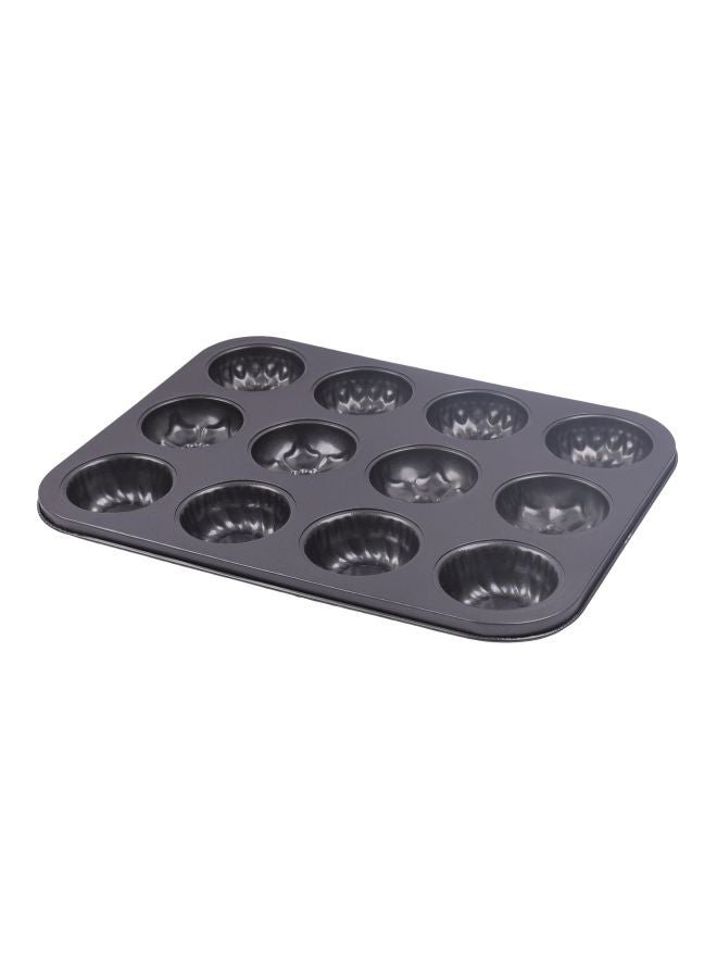 Non-Stick  Baking Cup Cake Mould Black 35x26.5x3centimeter - Image 1
