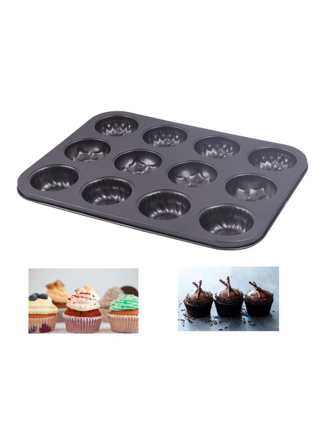 Non-Stick  Baking Cup Cake Mould Black 35x26.5x3centimeter - Image 2