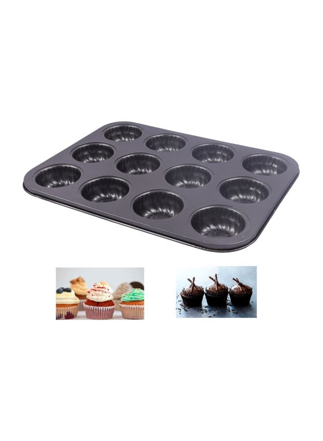 Non-Stick  Baking Cup Cake Mould Black 35x26.5x3cm - Image 2