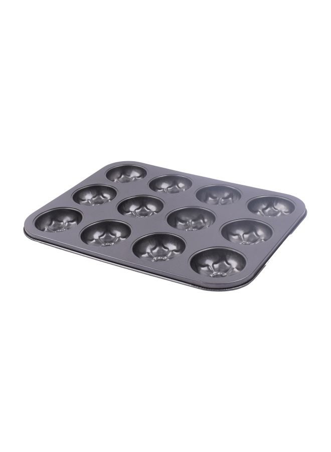 Non-Stick  Baking Cup Cake Mould Black 35x26.5x3centimeter - Image 1