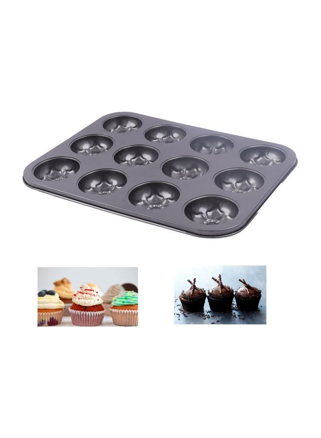 Non-Stick  Baking Cup Cake Mould Black 35x26.5x3centimeter - Image 2