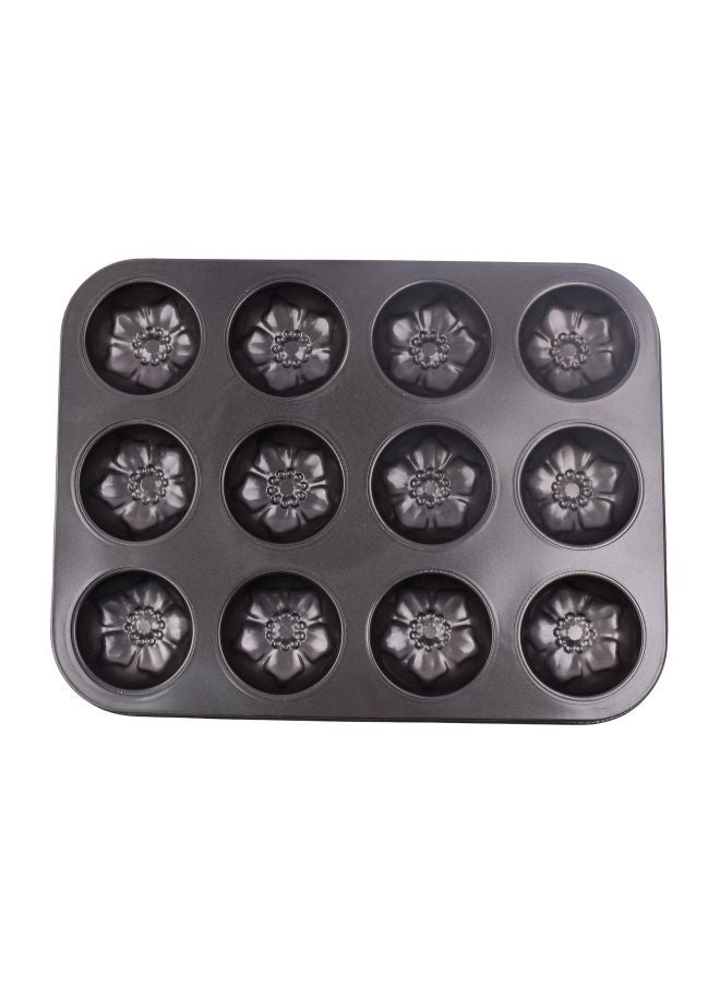 Non-Stick  Baking Cup Cake Mould Black 35x26.5x3centimeter - Image 3