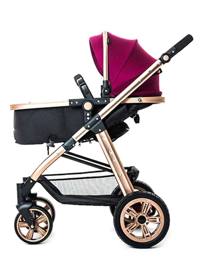 TEKNUM - 3 In 1 Pram Stroller Sleeping Bassinet Extra Wide Seat Wide Canopy - Wine - Image 1