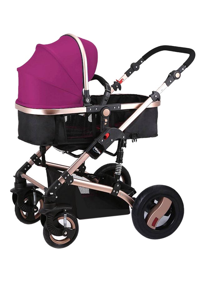 TEKNUM - 3 In 1 Pram Stroller Sleeping Bassinet Extra Wide Seat Wide Canopy - Wine - Image 1