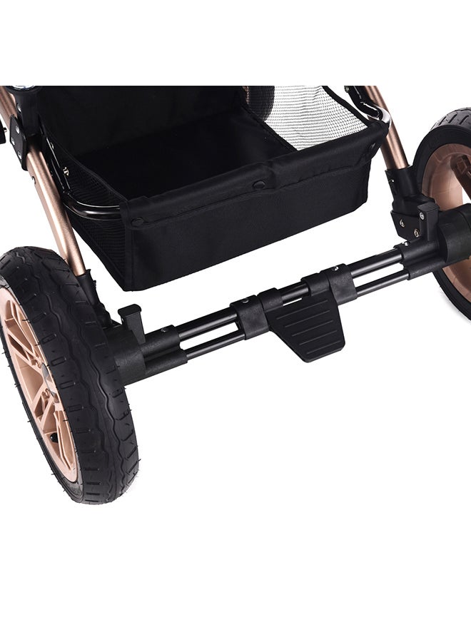 TEKNUM - 3 In 1 Pram Stroller Sleeping Bassinet Extra Wide Seat Wide Canopy - Wine - Image 1