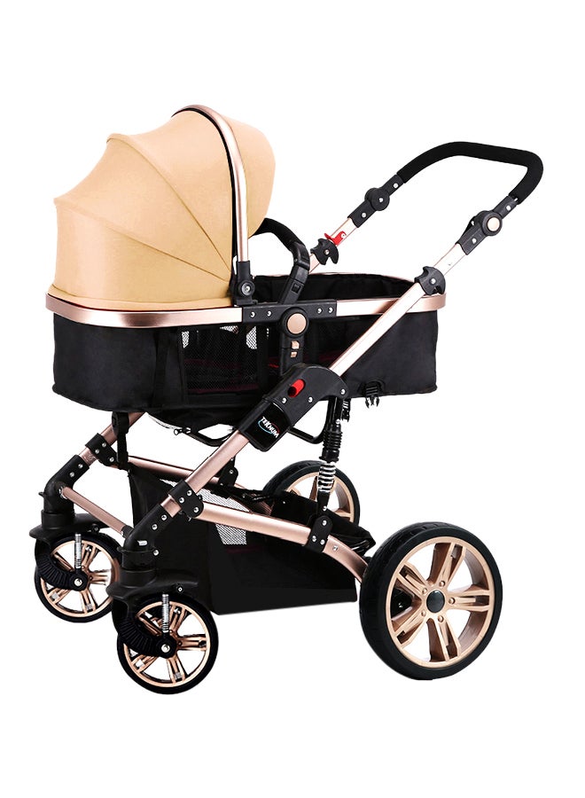 3 In 1 Pram Stroller With Sunveno Diaper Bag Black And Hooks - Multicolour