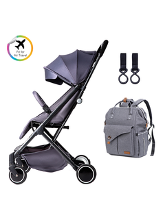TEKNUM Travel Lite Stroller With Alameda Diaper Backpack - Large With Hooks Grey  - Image 5