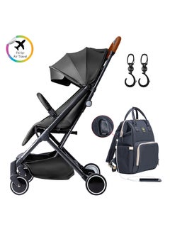 TEKNUM Travel Lite Stroller With Sunveno USB Diaper Bag And Stroller Hooks - Black  - Image 2