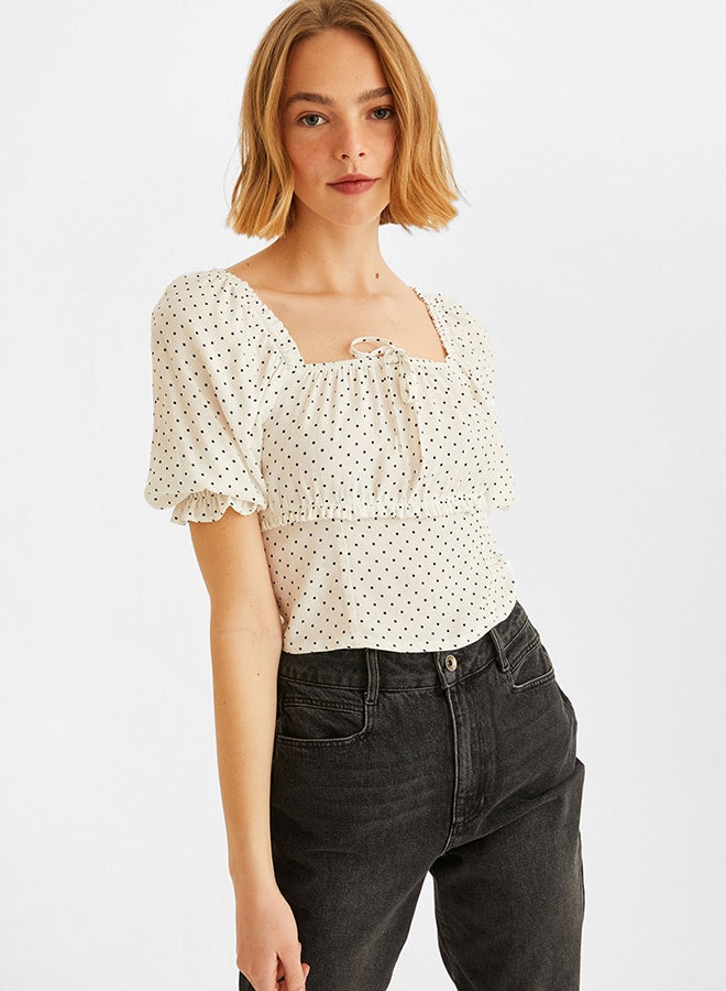 OXXO - Cropped Blouse White/Black - Image 1